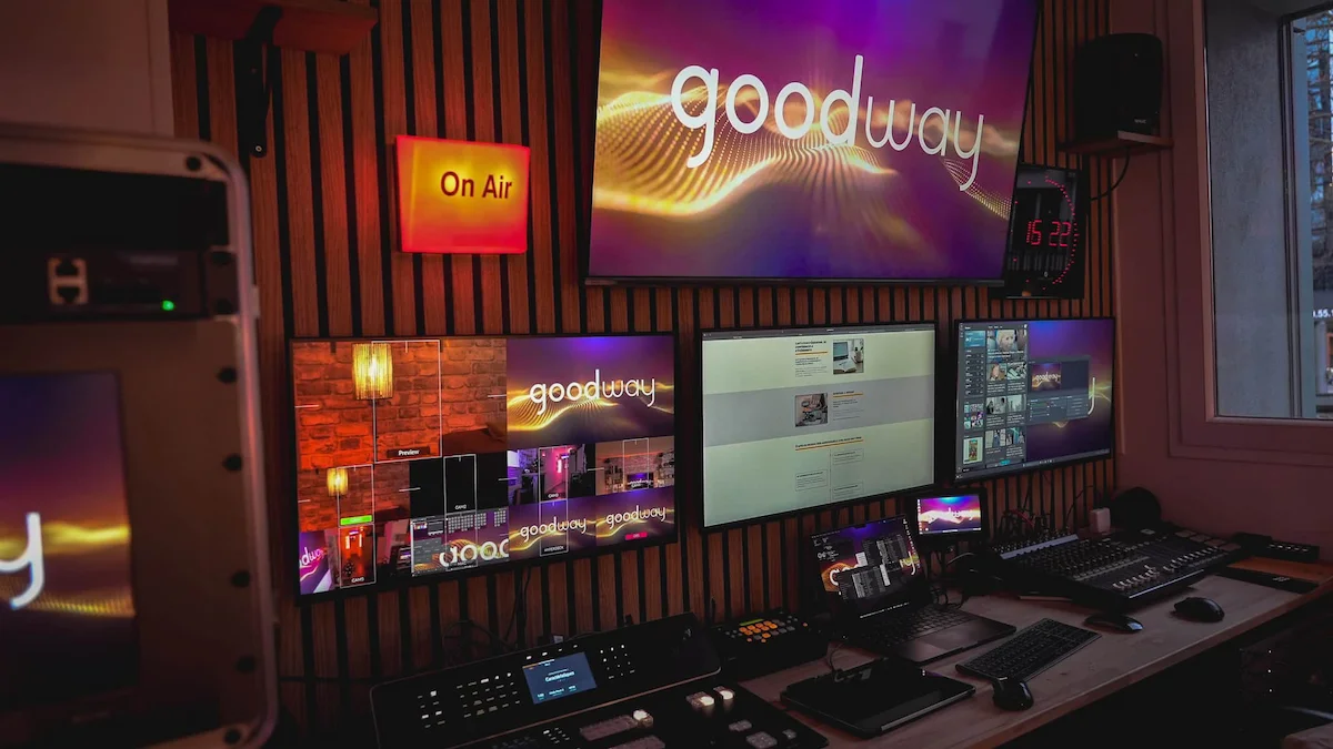 Installation du studio Good way prod avant un tournage